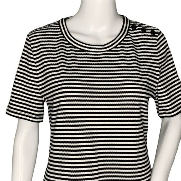J. Crew Dress Women Large Black White Striped T-Shirt‎ Dress Mercantile Nautical - Picture 4 of 8